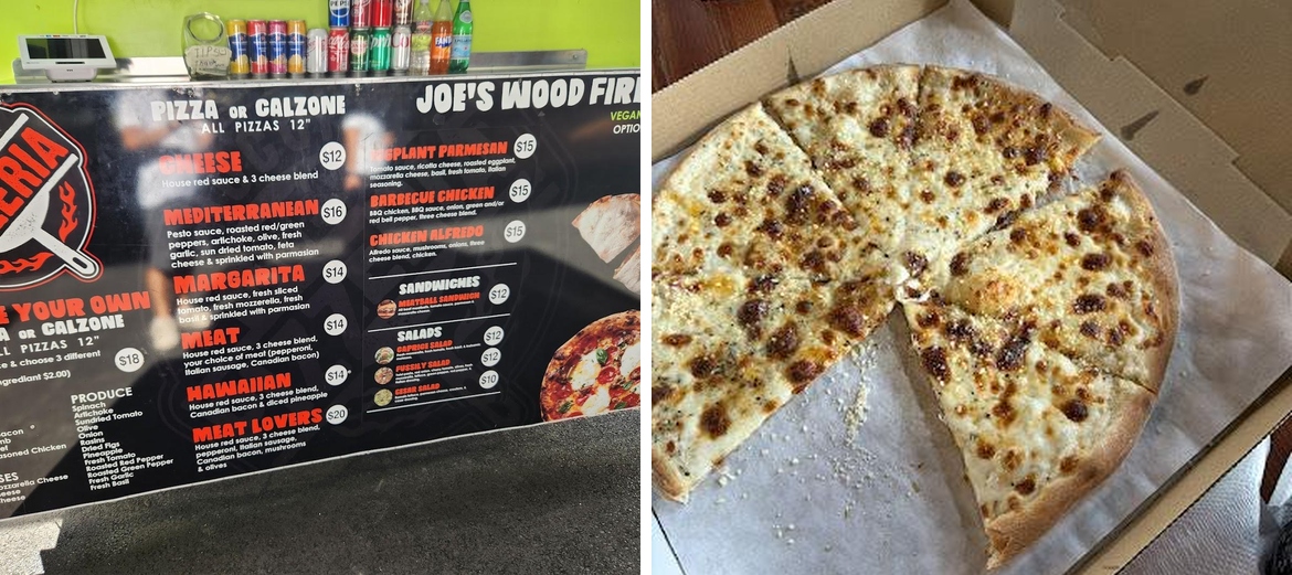 joes wood fire oven pizza Menu
